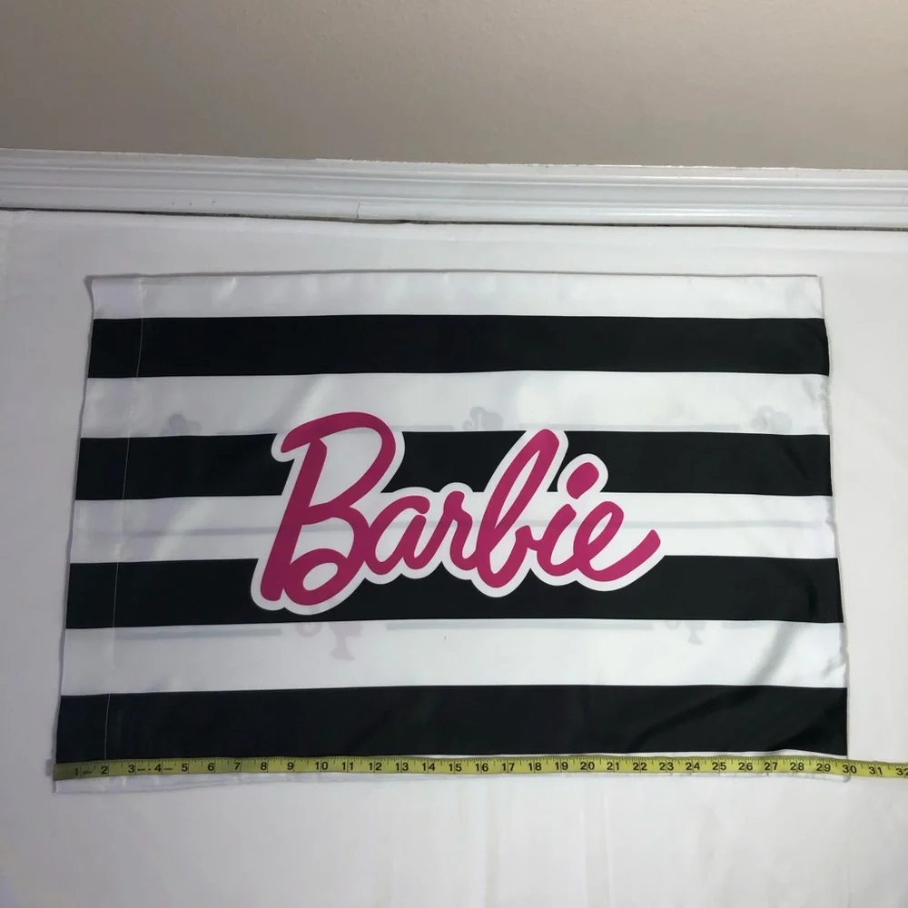 Barbie Barbicore Black & White Stripped Beauty Silky Satin Standard Pillowcase